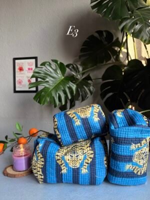 3 Piece Quilted Waterproof Pouches (Makeup/Skincare)